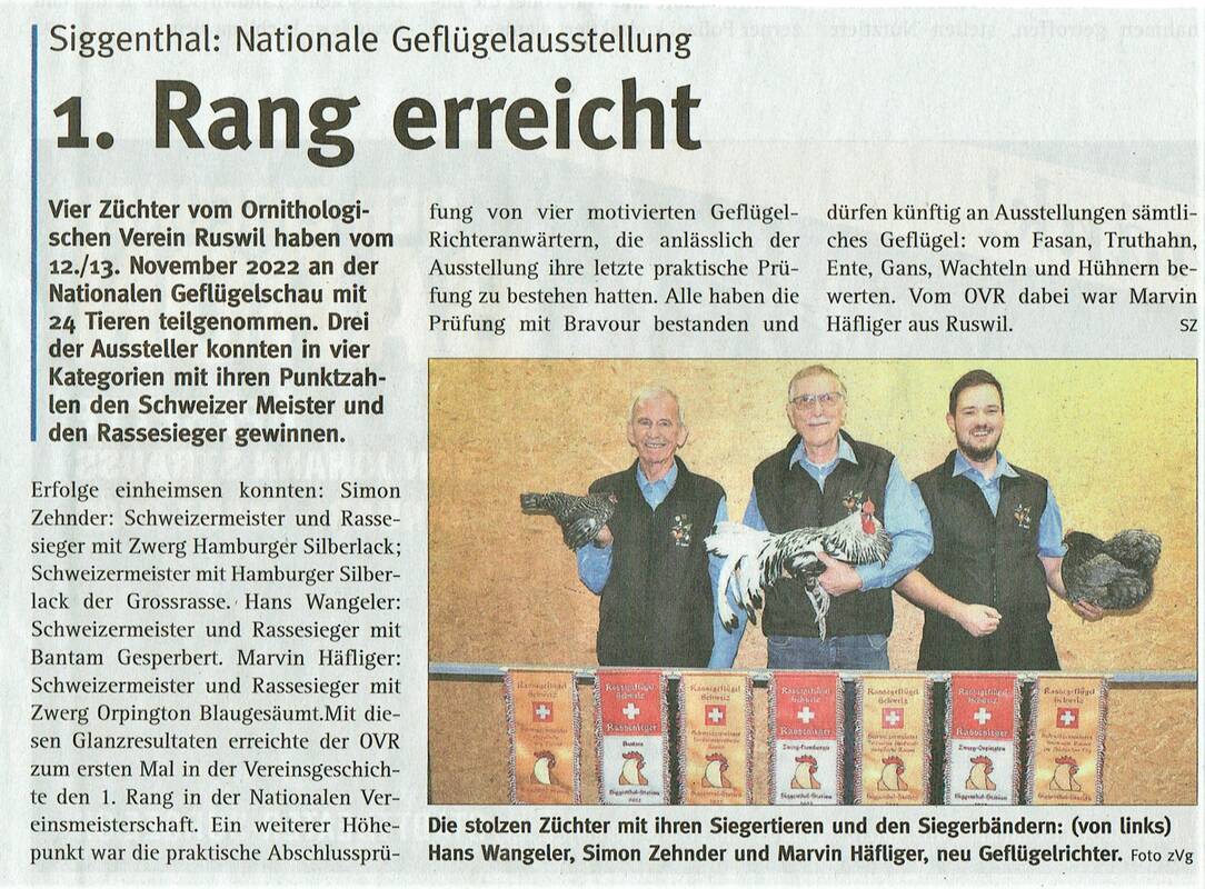 1 Rang Geflügel